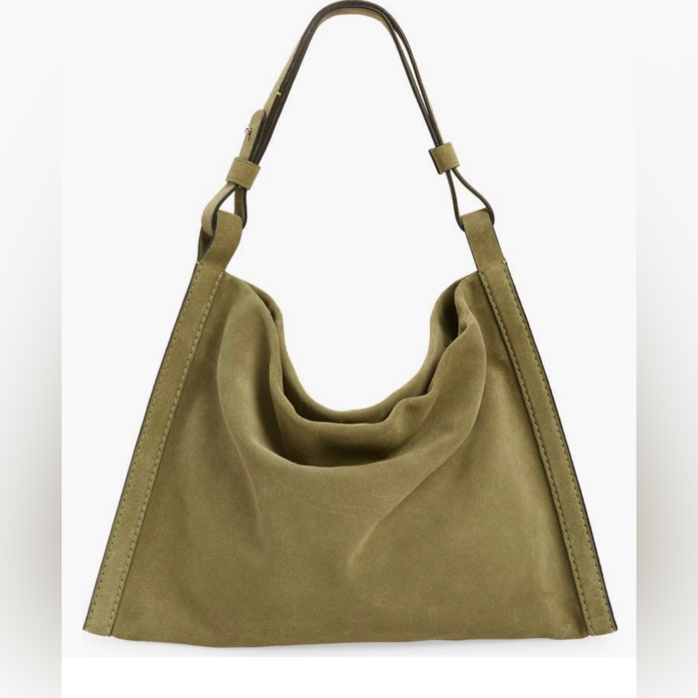 $395 Proenza Schouler White Label Minetta Suede Shoulder Bag in BAMBOO!